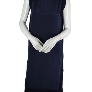 Blue Sleeveless Sheath Midi Dress